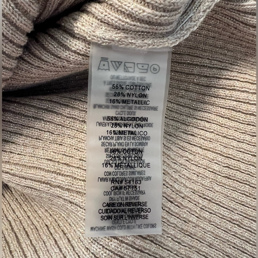 Tommy Hilfiger Fawn Metallic Square Neck Ruffled-Cuff Ribbed Sweater - XL - Picture 10 of 12